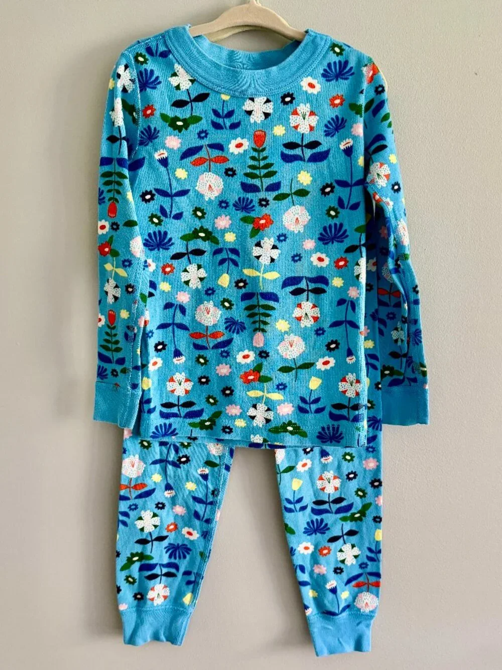 Hanna Andersson Organic Cotton Floral Pajama Set Blue Size 5